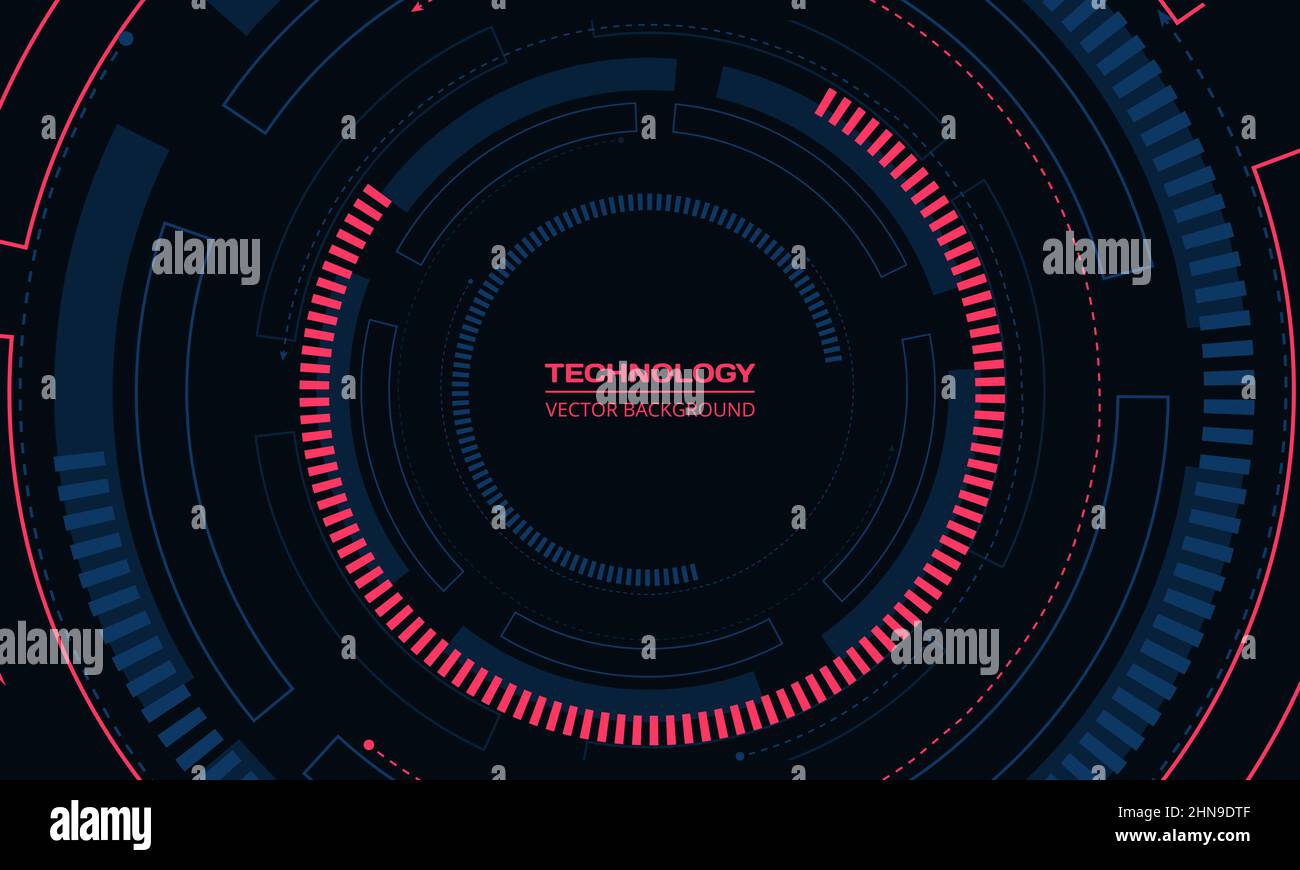 fantascienza futuristica cyber HUD struttura circolare elementi tecnologia concetto background Illustrazione Vettoriale
