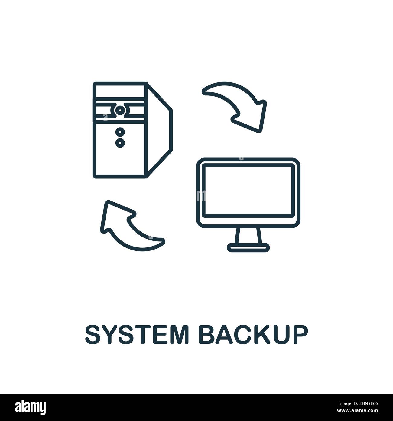 Icona Backup di sistema. Elemento di linea dalla collezione di tecnologie. Icona di Linear System Backup per il web design, l'infografia e altro ancora. Illustrazione Vettoriale