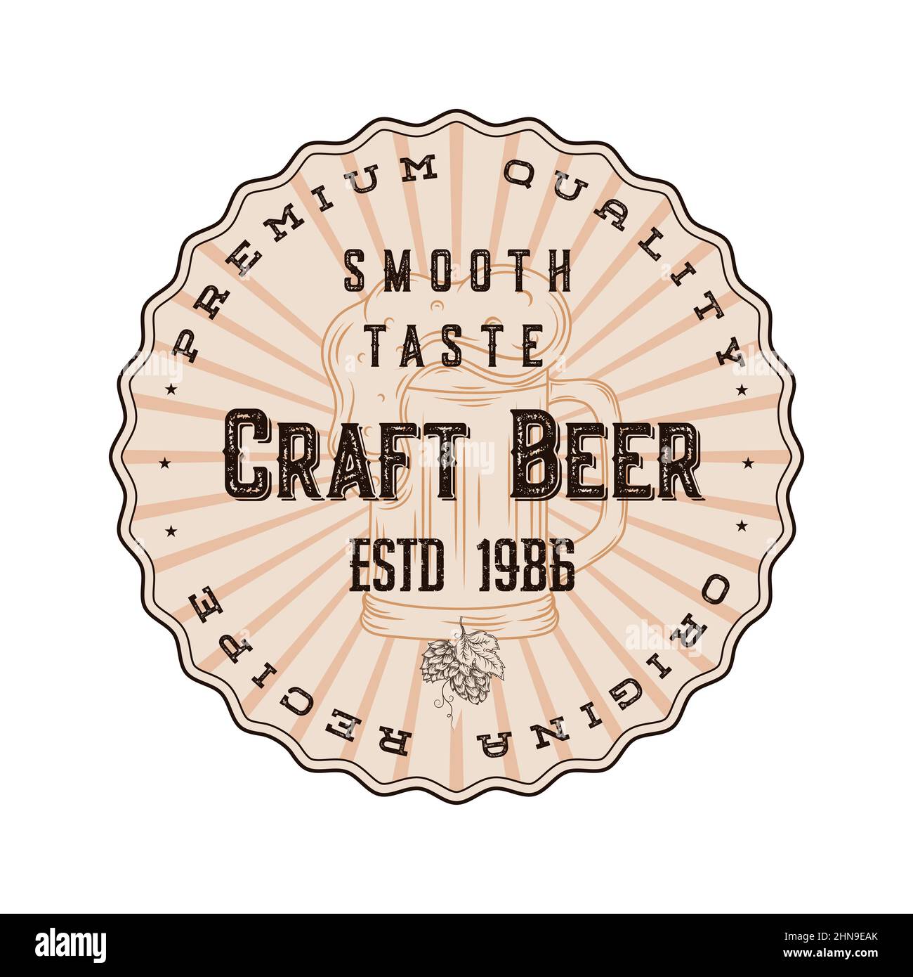 Logo della birra artigianale - illustrazione vettoriale. Illustrazione Vettoriale