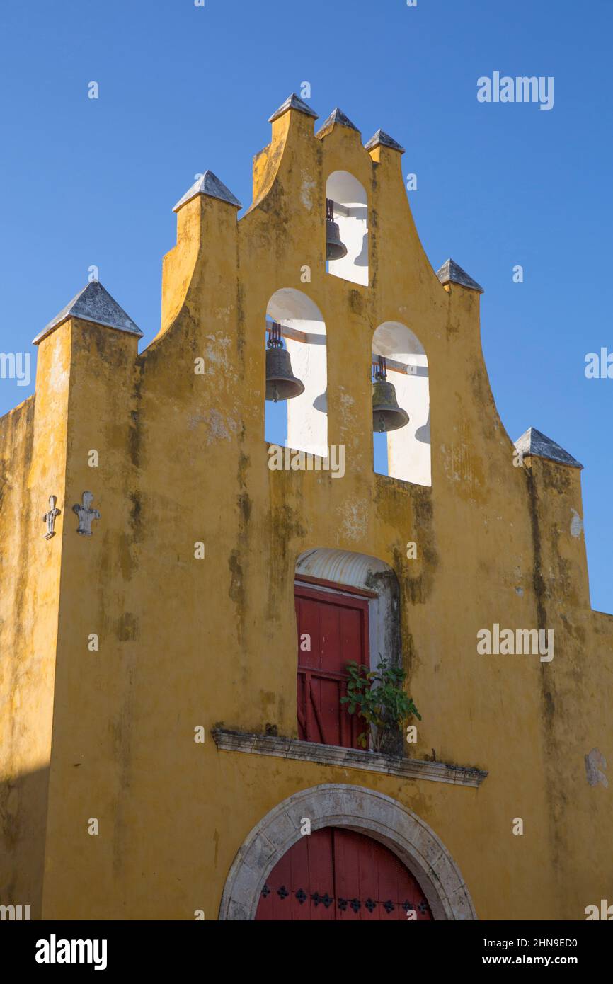 Campanile, Iglesia de San Roque Y San Francisco, Città Vecchia, Sito UNESCO, San Francisco de Campeche, Stato di Campeche, Messico Foto Stock
