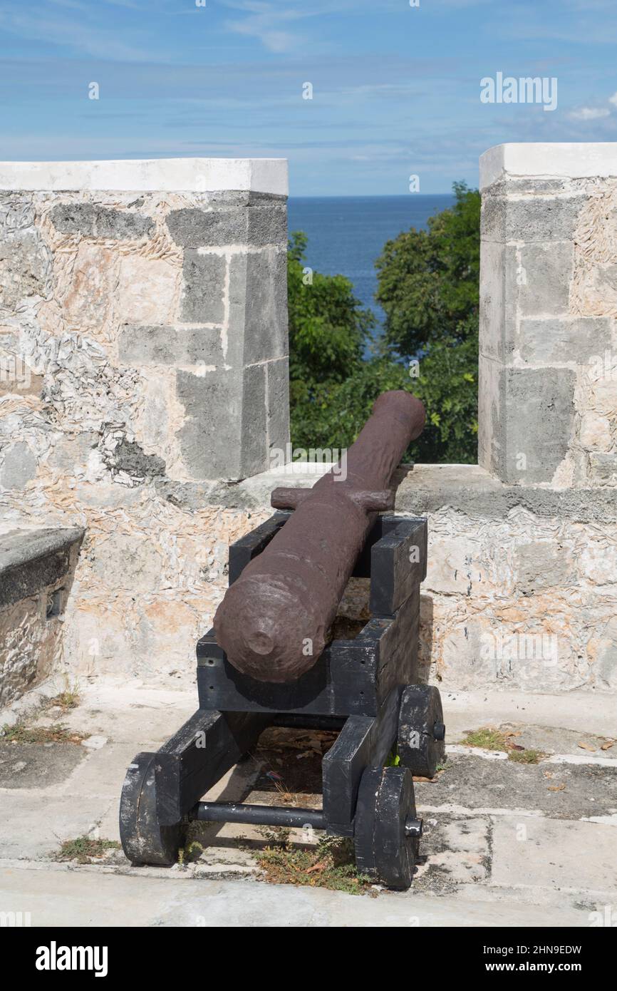 Cannon, Fort San Jose, Campeche, Stato di Campeche, Messico Foto Stock