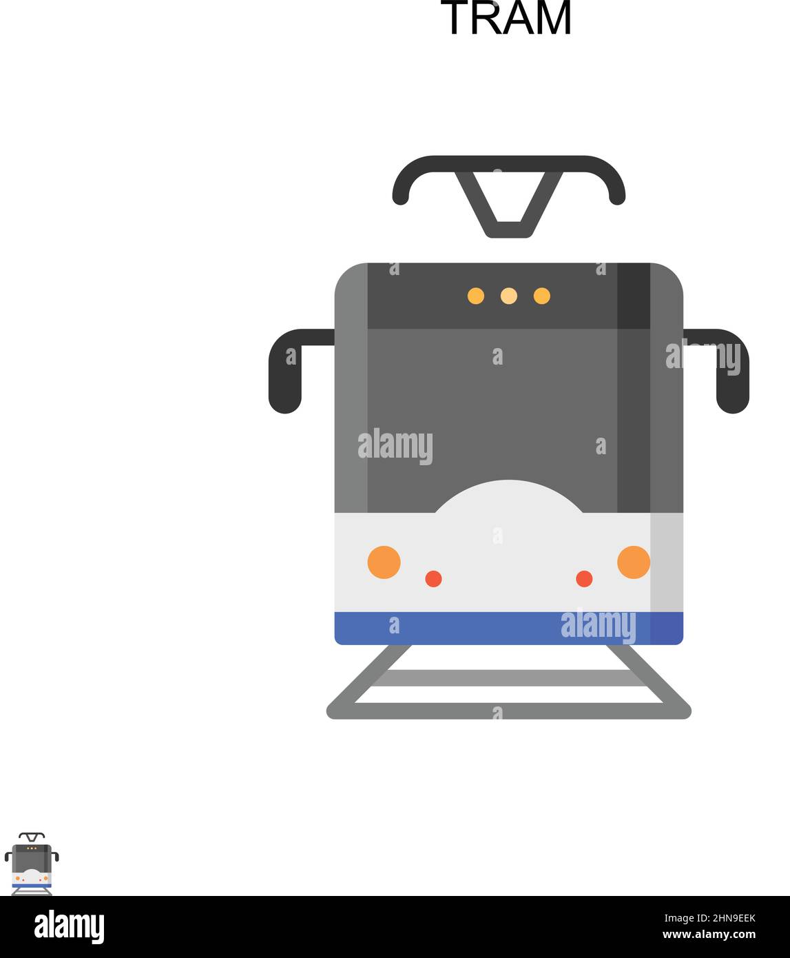 Tram semplice icona vettore. Modello di disegno del simbolo di illustrazione per l'elemento dell'interfaccia utente mobile Web. Illustrazione Vettoriale