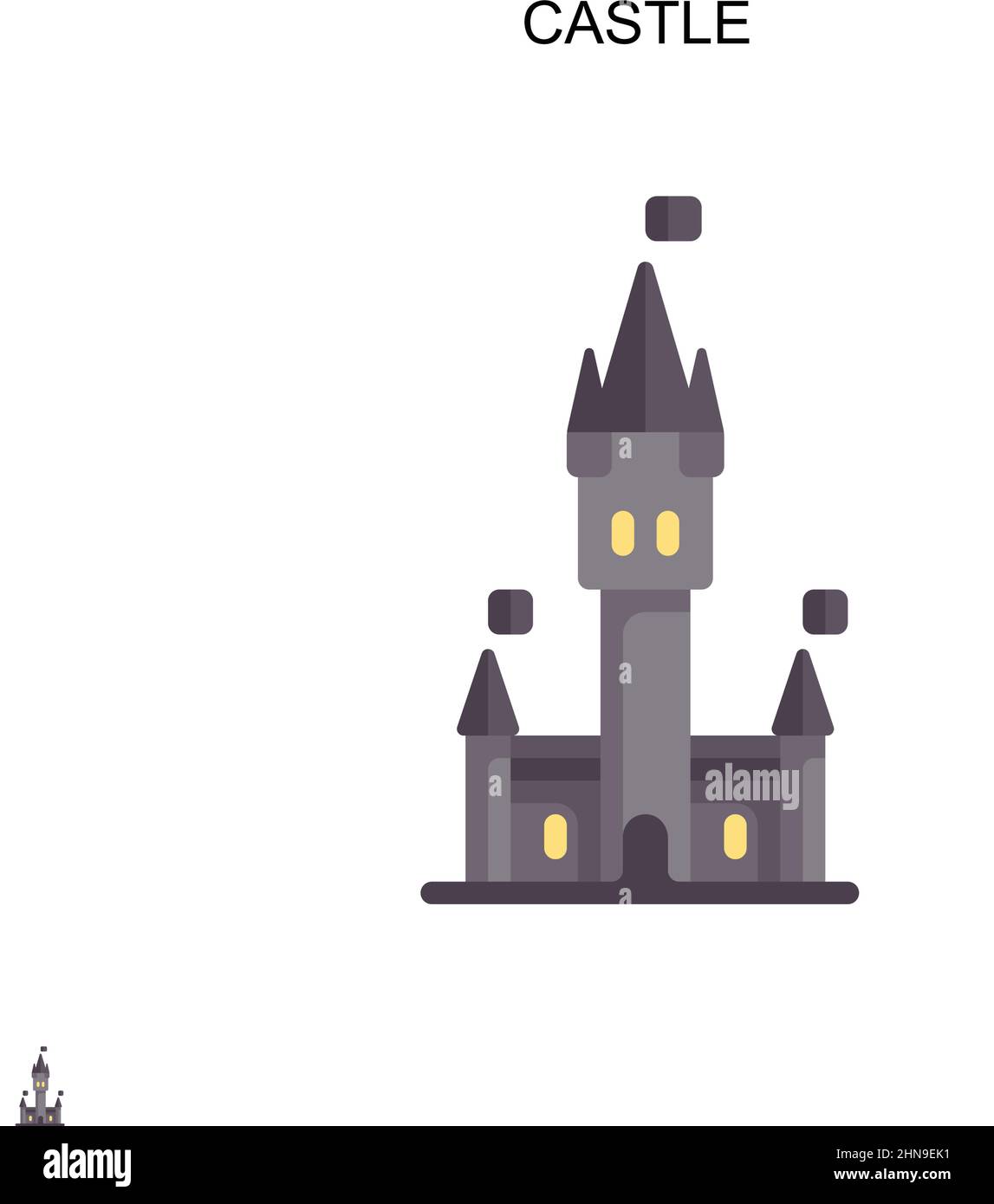 Castello semplice vettore icona. Modello di disegno del simbolo di illustrazione per l'elemento dell'interfaccia utente mobile Web. Illustrazione Vettoriale