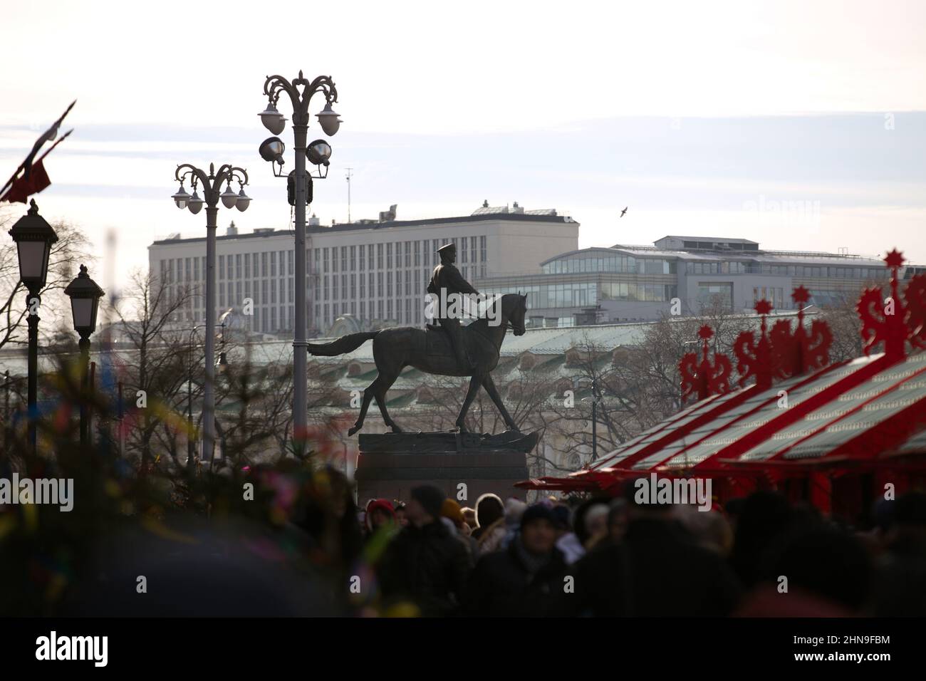 Monumento a Georgy Konstantinovich Zhukov sulla Piazza Rossa. Mosca. Foto Stock