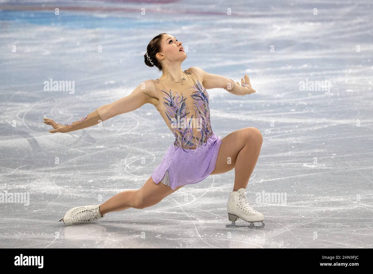 Pechino, Hebei, Cina. 15th Feb 2022. LO skater finlandese JENNI SAARINEN compete alle Olimpiadi invernali di Pechino 2022 nel programma Short di pattinaggio singolo femminile. (Credit Image: © Mark Edward Harris/ZUMA Press Wire) Foto Stock