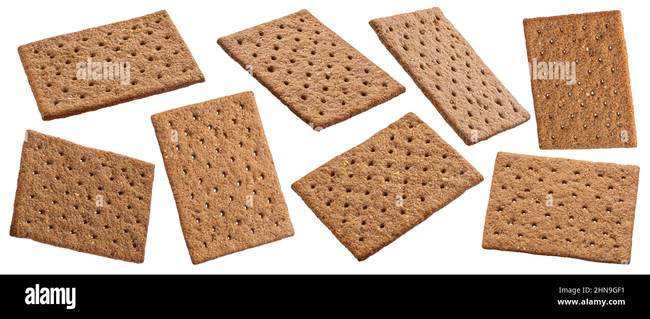 Biscotti cracker di segale isolati su sfondo bianco Foto Stock Biscotti cracker di segale isolati su sfondo bianco Foto Stock