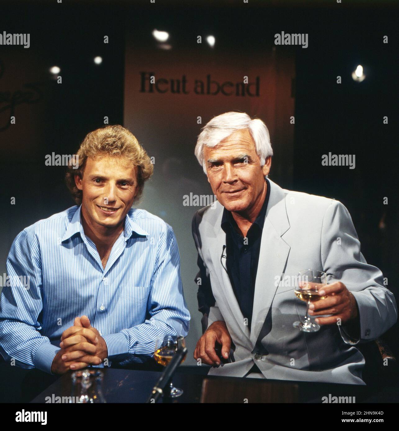 Beut' Abend, Talkshow mit Joachim Fuchsberger, (rechts), Talkgast: Golfspieler Bernhard Langer Foto Stock