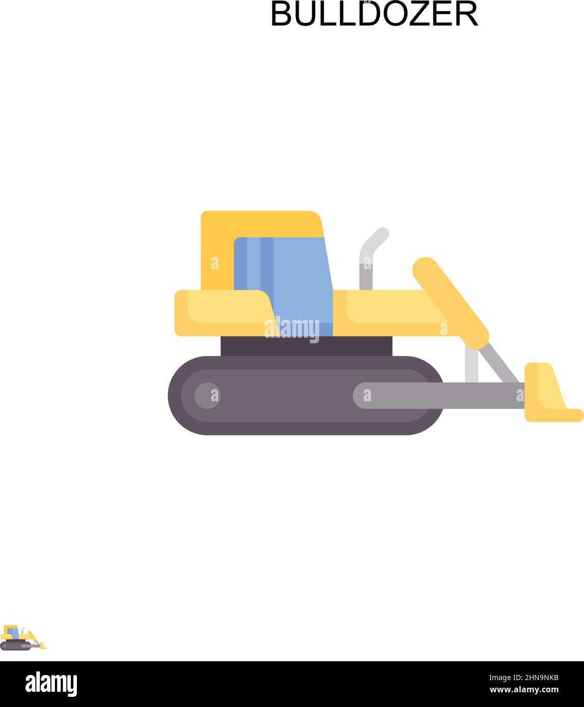 Icona vettore semplice bulldozer. Modello di disegno del simbolo di illustrazione per l'elemento dell'interfaccia utente mobile Web. Illustrazione Vettoriale