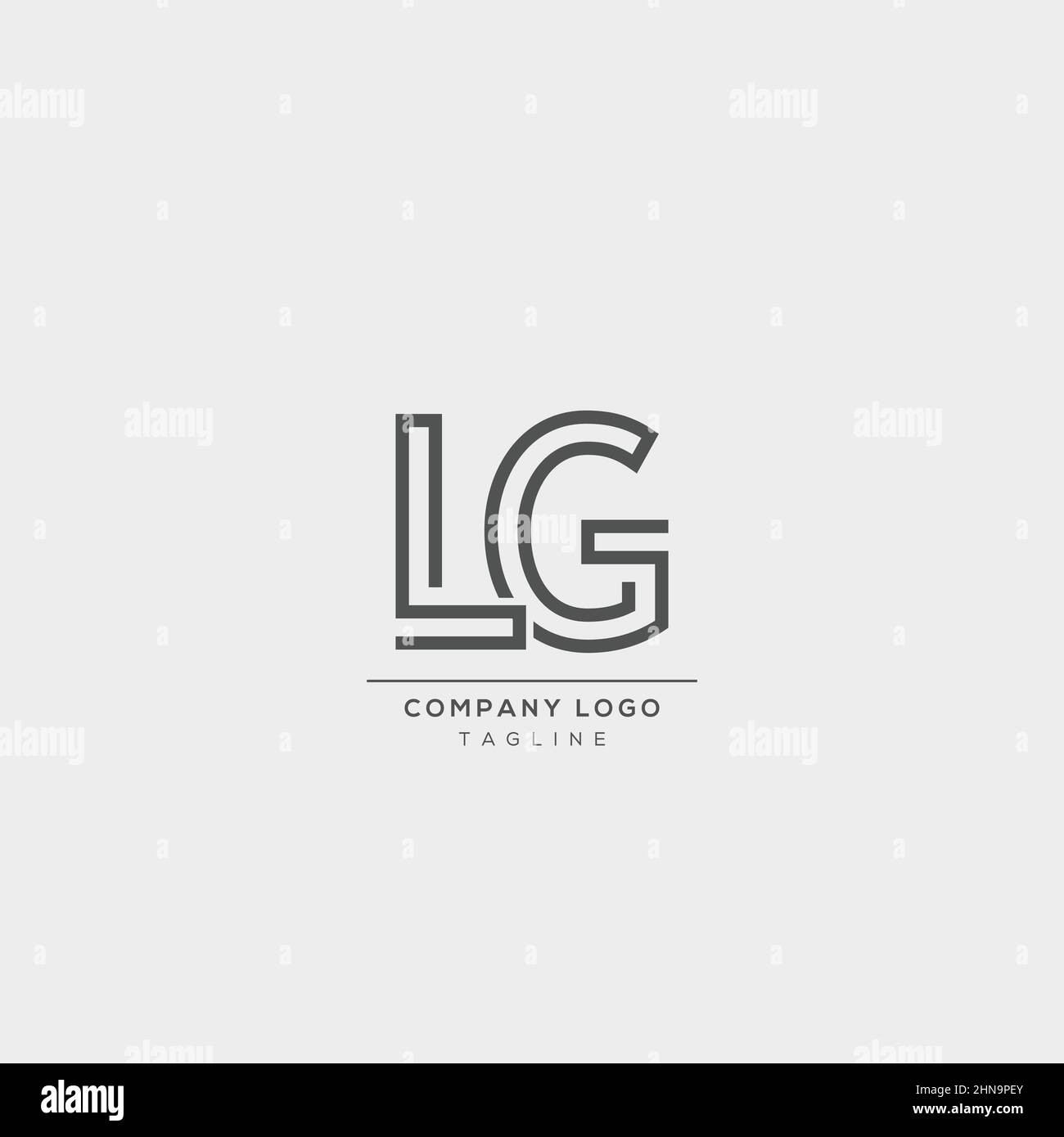 Astratto lettera lineare LG logo icona design moderno stile minimalista illustrazione. Illustrazione Vettoriale