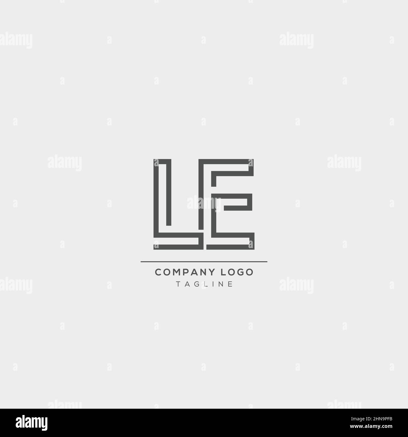 Astratto premium lineare lettera LE logo icona design moderno stile minimalista illustrazione. Illustrazione Vettoriale