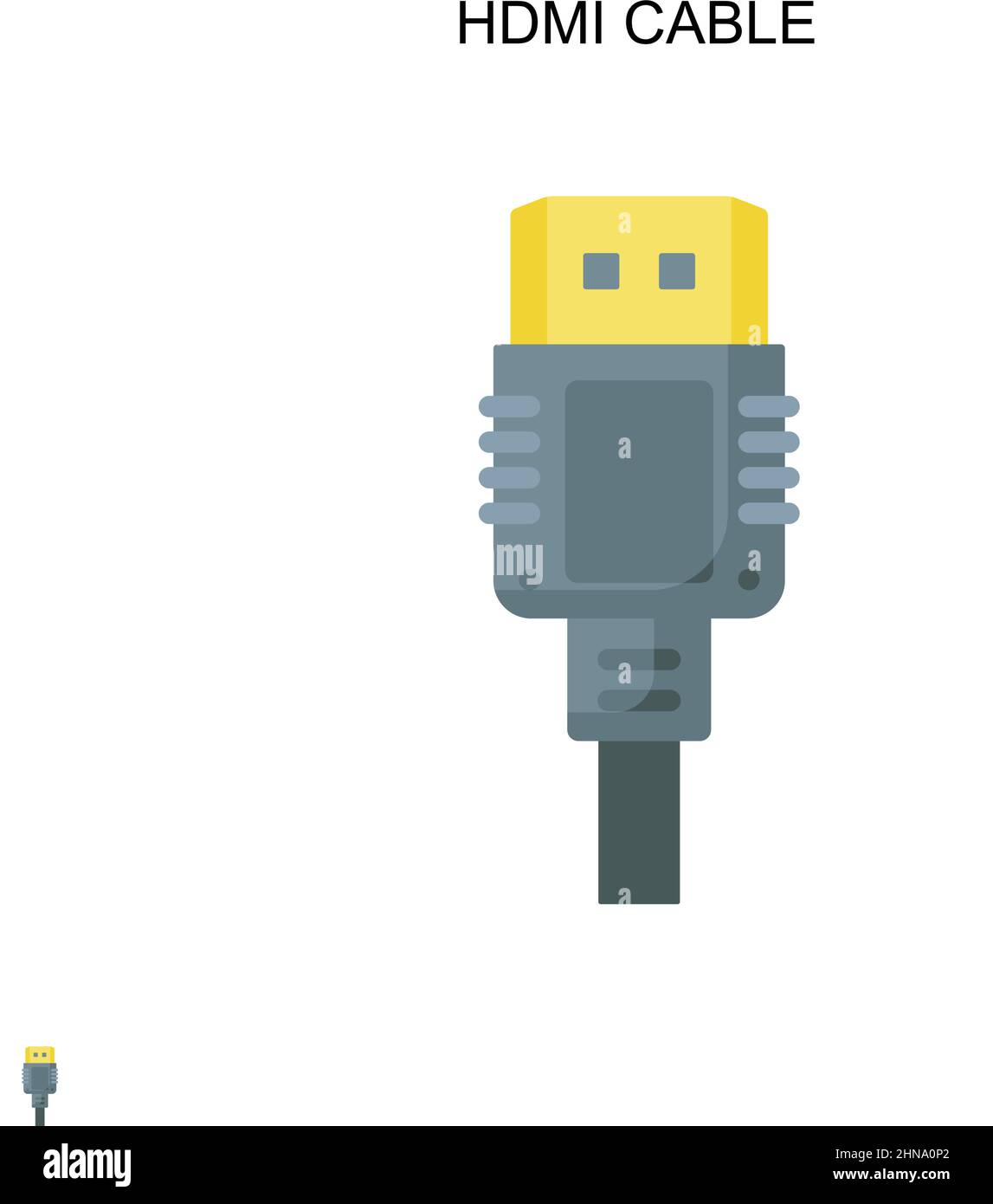 Icona vettore semplice del cavo HDMI. Modello di disegno del simbolo di illustrazione per l'elemento dell'interfaccia utente mobile Web. Illustrazione Vettoriale