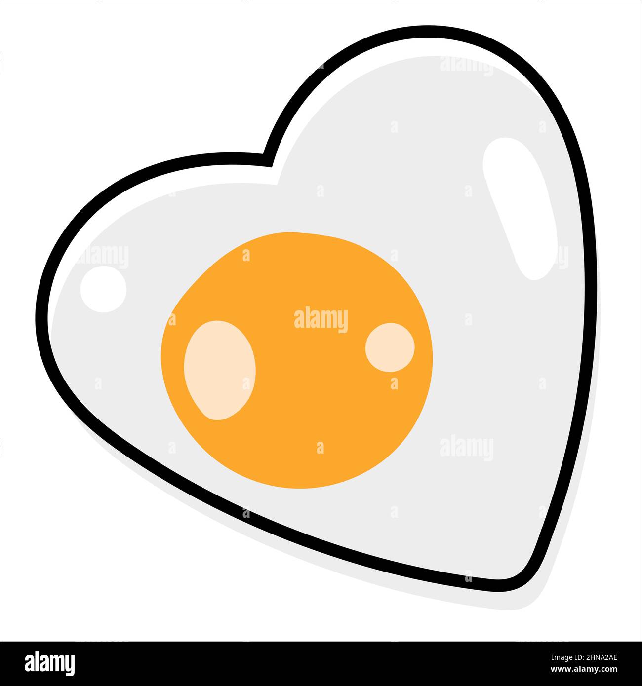 Uovo di cuore con tuorlo. Carino illustrazione vettoriale Illustrazione Vettoriale