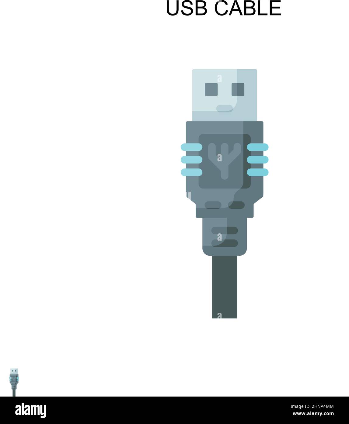 Icona vettore semplice del cavo USB. Modello di disegno del simbolo di illustrazione per l'elemento dell'interfaccia utente mobile Web. Illustrazione Vettoriale