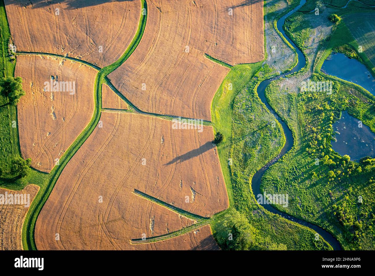 Antenna di terreno agricolo lungo la costa orientale del Maryland Foto Stock