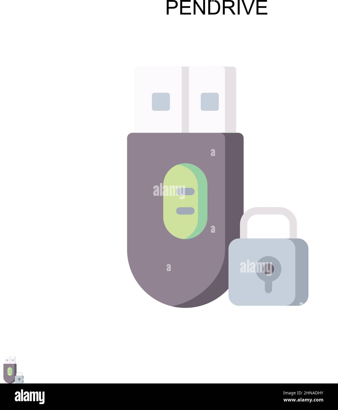Icona vettore semplice Pendrive. Modello di disegno del simbolo di illustrazione per l'elemento dell'interfaccia utente mobile Web. Illustrazione Vettoriale