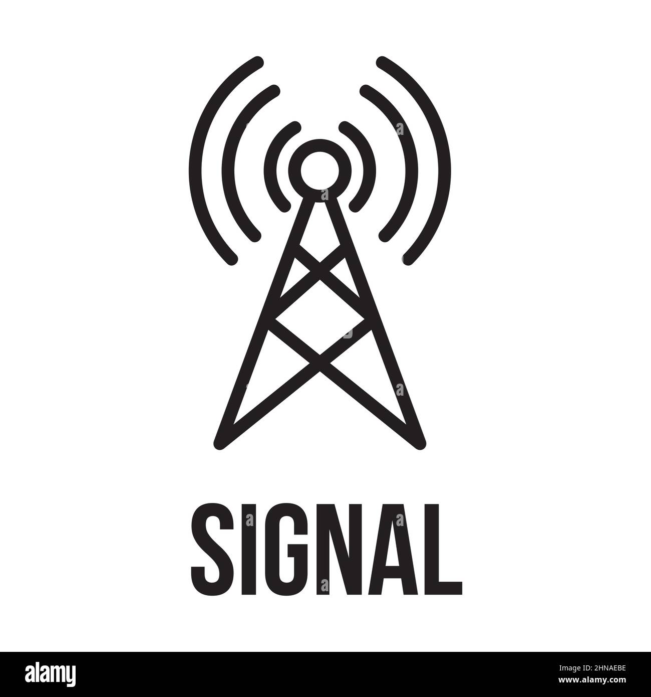 Torre cellulare, icona torre radio. Stile lineare. Icona del trasmettitore. Icona vettore torre telefono cellulare. Cellulare wireless, segnale cellulare o rete radio ante Illustrazione Vettoriale