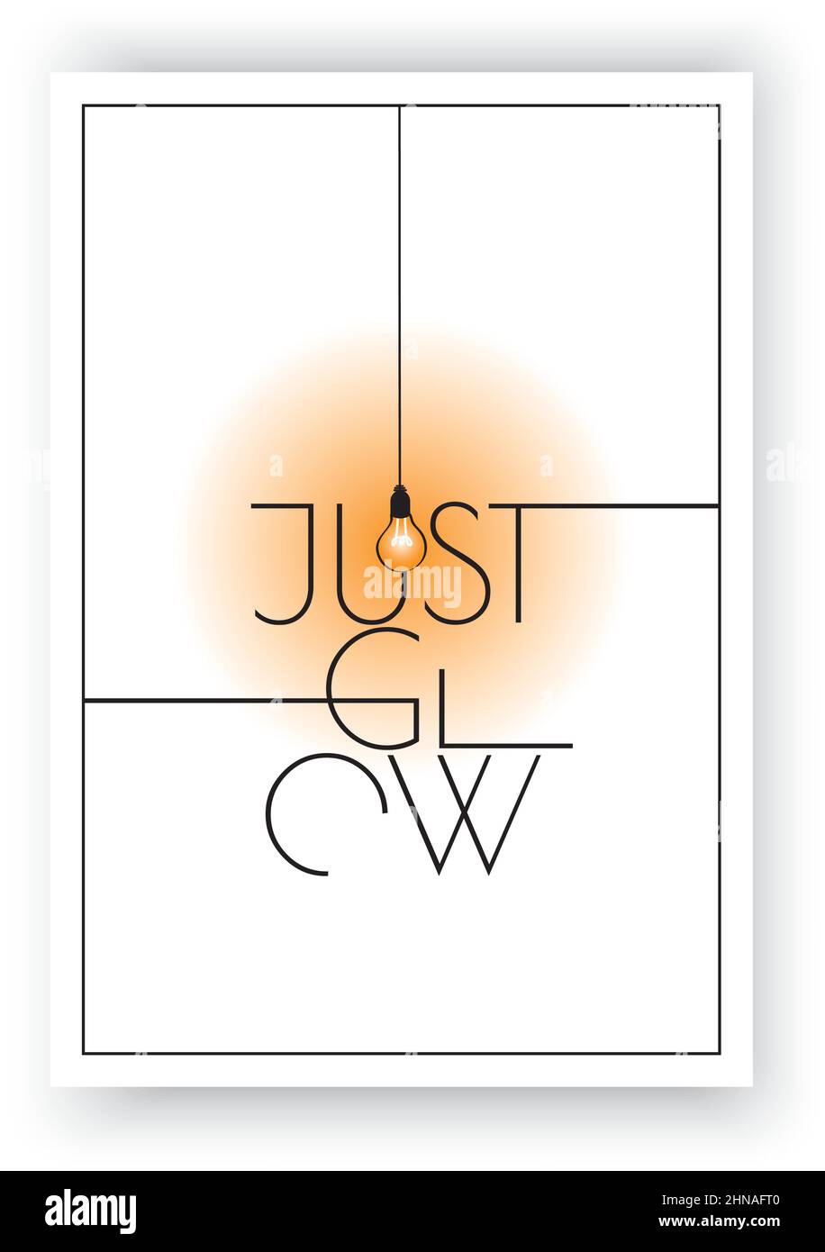 Solo bagliore, vettore. Design minimalista a baldacchino. Opere d'arte della parete scandinave, decorazioni delle pareti. Disegno di scrittura isolato su sfondo bianco, lettere, tipografia Illustrazione Vettoriale