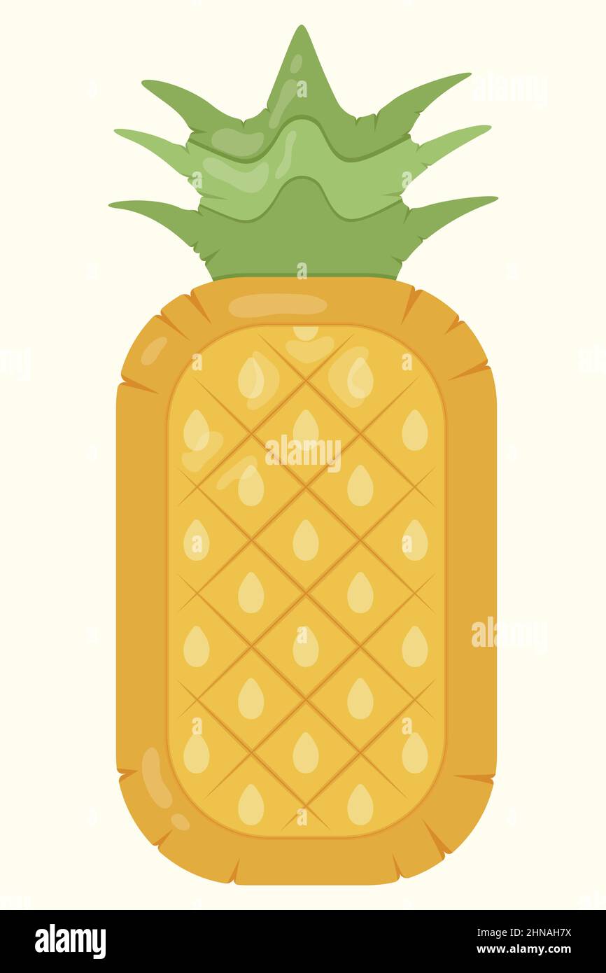 L'icona del materasso gonfiabile dell'ananas per il partito della piscina, la festa della spiaggia e la vacanza dell'hotel Illustrazione Vettoriale