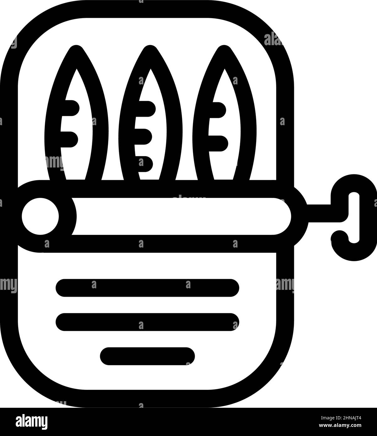 Sardine lattina icona CAN. Illustrazione di contorno di pesce in scatola, aringa, spratto. Insegna lineare per concetto mobile e web design. Contorno di pesce in scatola v Illustrazione Vettoriale