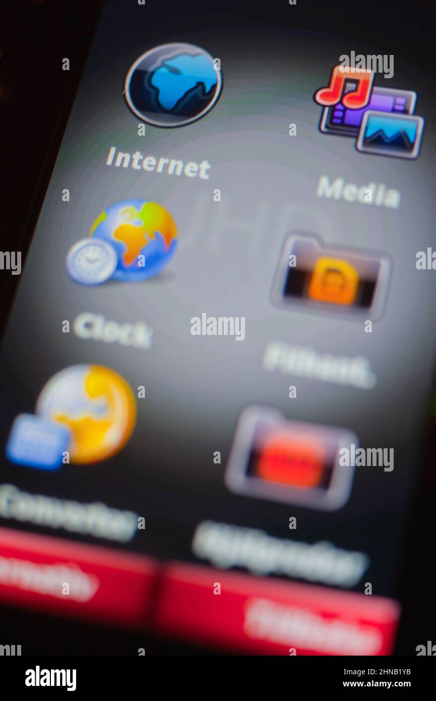 Icone sul display dello smartphone Foto Stock