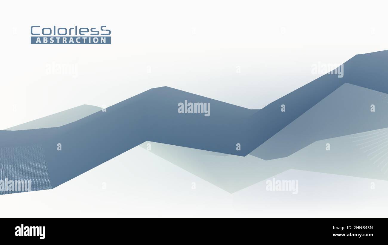 Astrazione incolore. Polilinea complessa di colore grigio bluastro su sfondo bianco. Grafica vettoriale Illustrazione Vettoriale