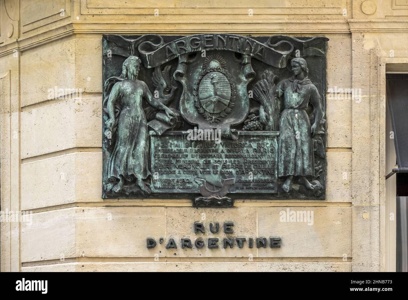 Francia. Parigi (16th distretto) targa commemorativa, strada argentina Foto Stock