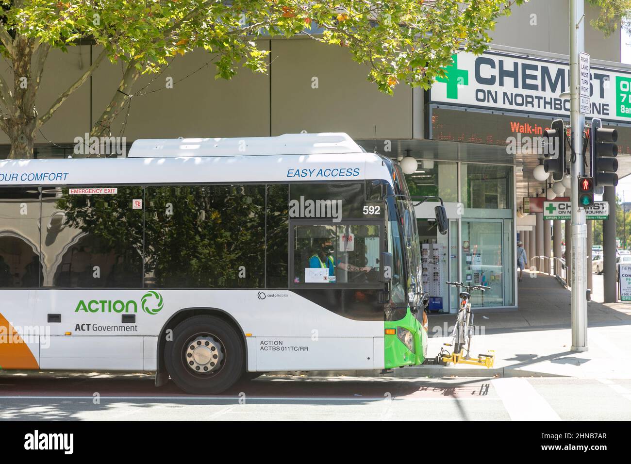 Canberra bus nella città che fornisce i servizi di trasporto pubblico, ACT, Australia Foto Stock