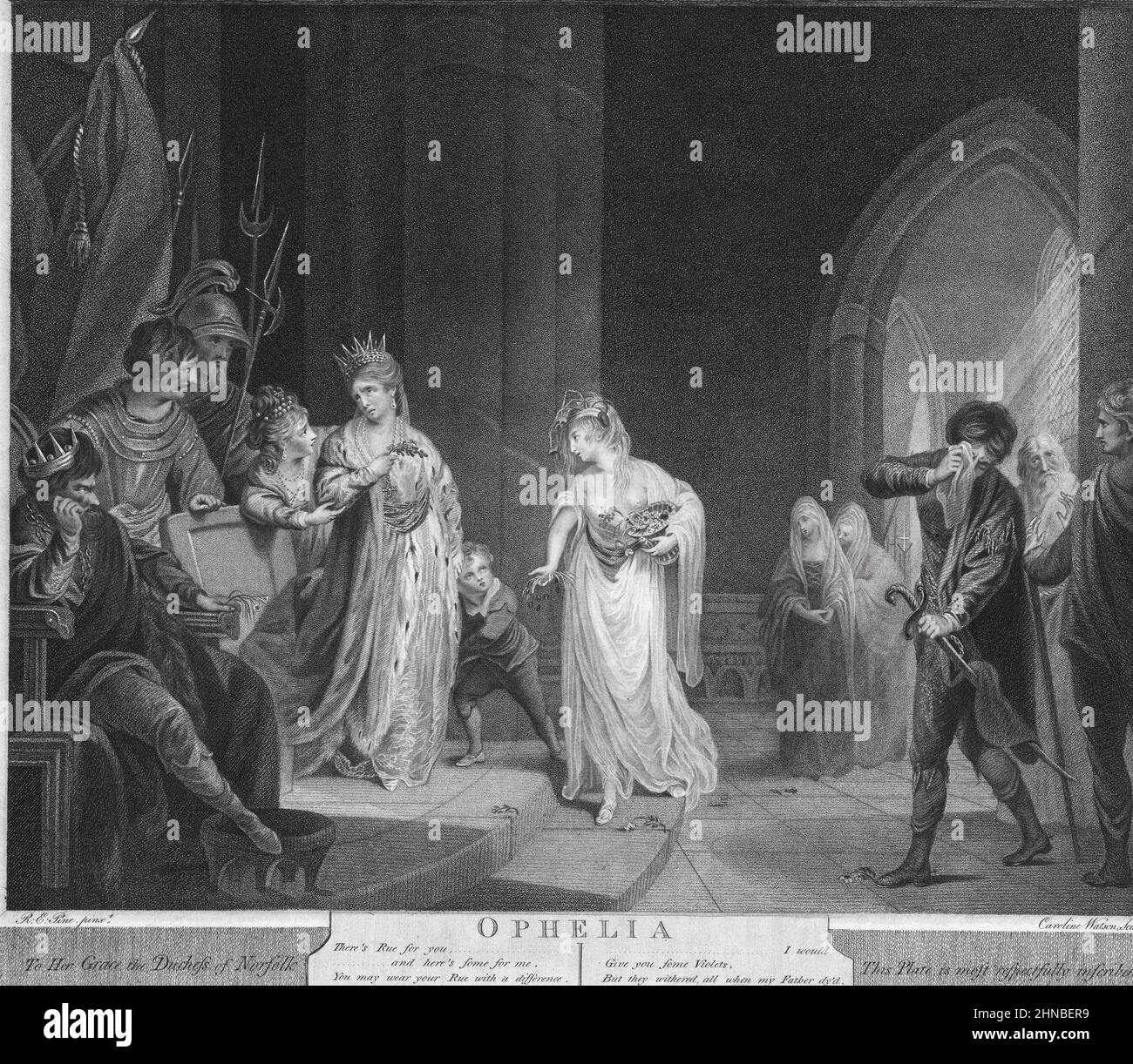 Ofelia con la Regina di Danimarca da Shakespeare's Hamlet, atto 4, scena 5 Foto Stock