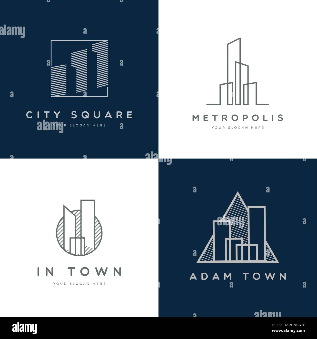 Set di design astratto con logo di proprietà semplice Illustrazione Vettoriale