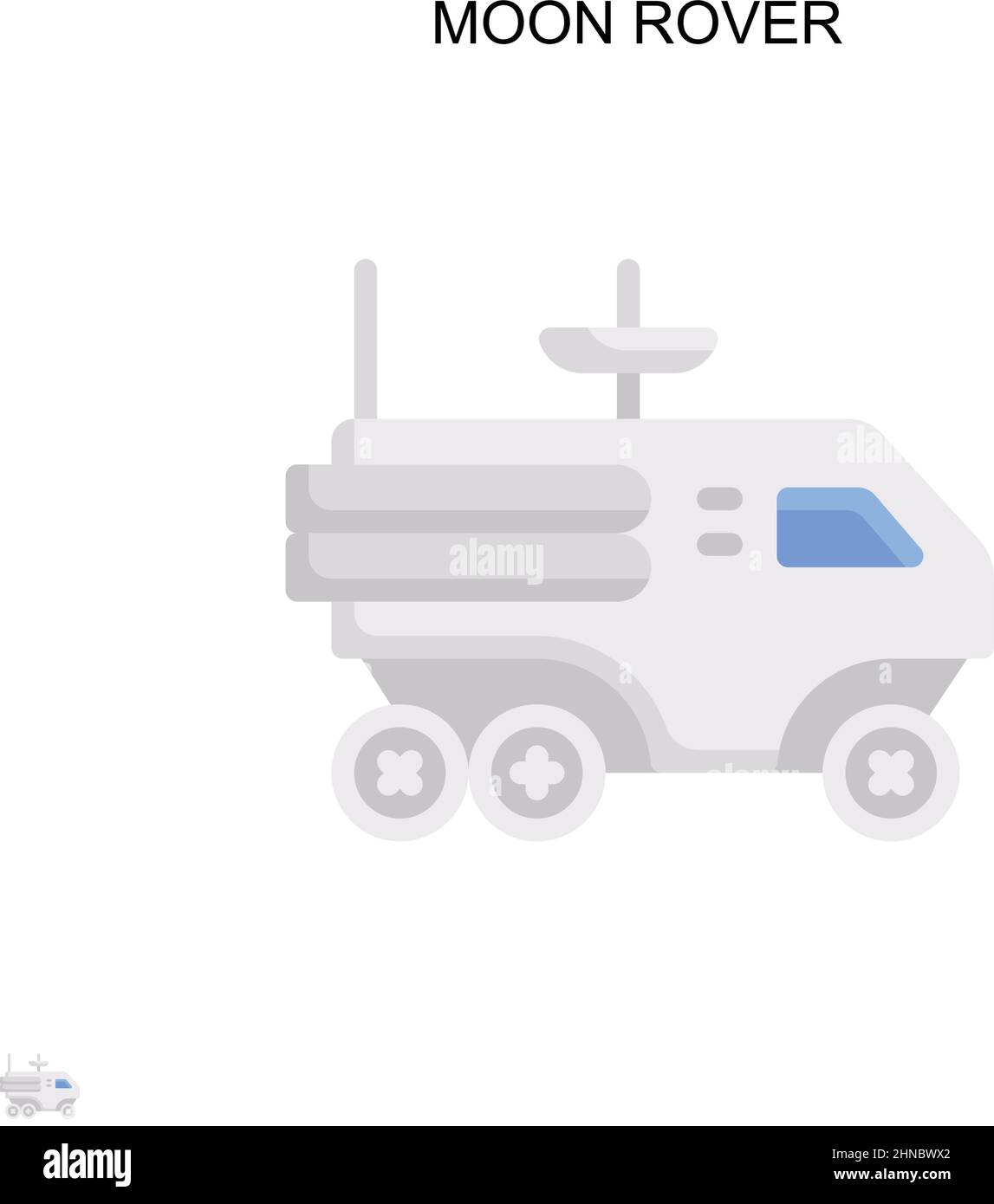 Icona vettore semplice Moon rover. Modello di disegno del simbolo di illustrazione per l'elemento dell'interfaccia utente mobile Web. Illustrazione Vettoriale