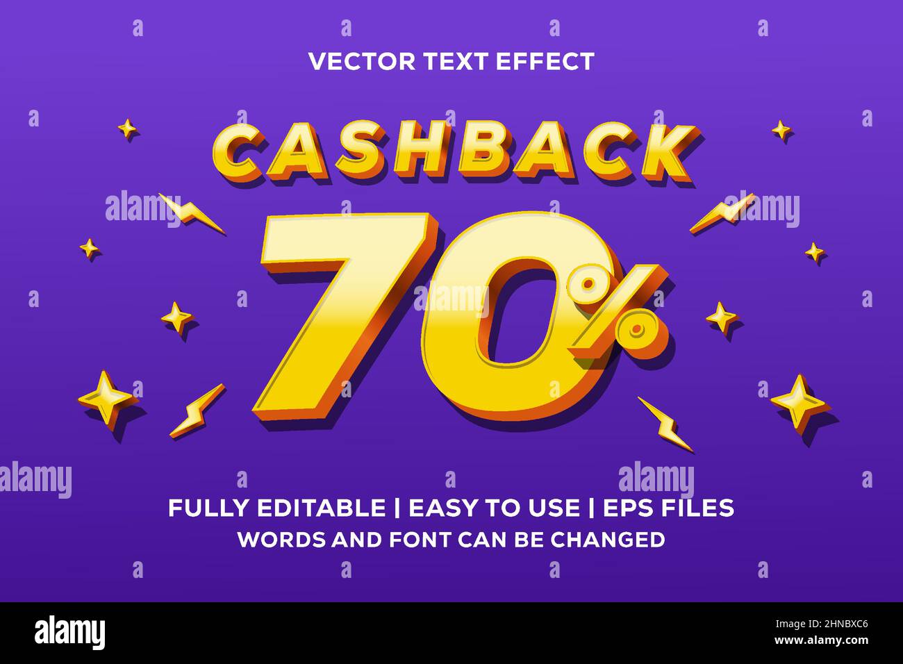 effetto testo vettoriale di cashback completamente modificabile Illustrazione Vettoriale