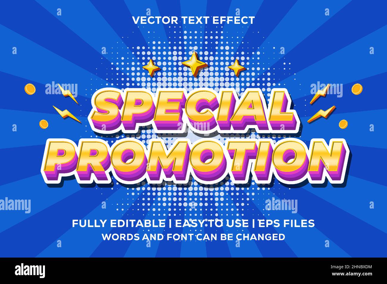 promozione speciale effetto testo completamente modificabile Illustrazione Vettoriale