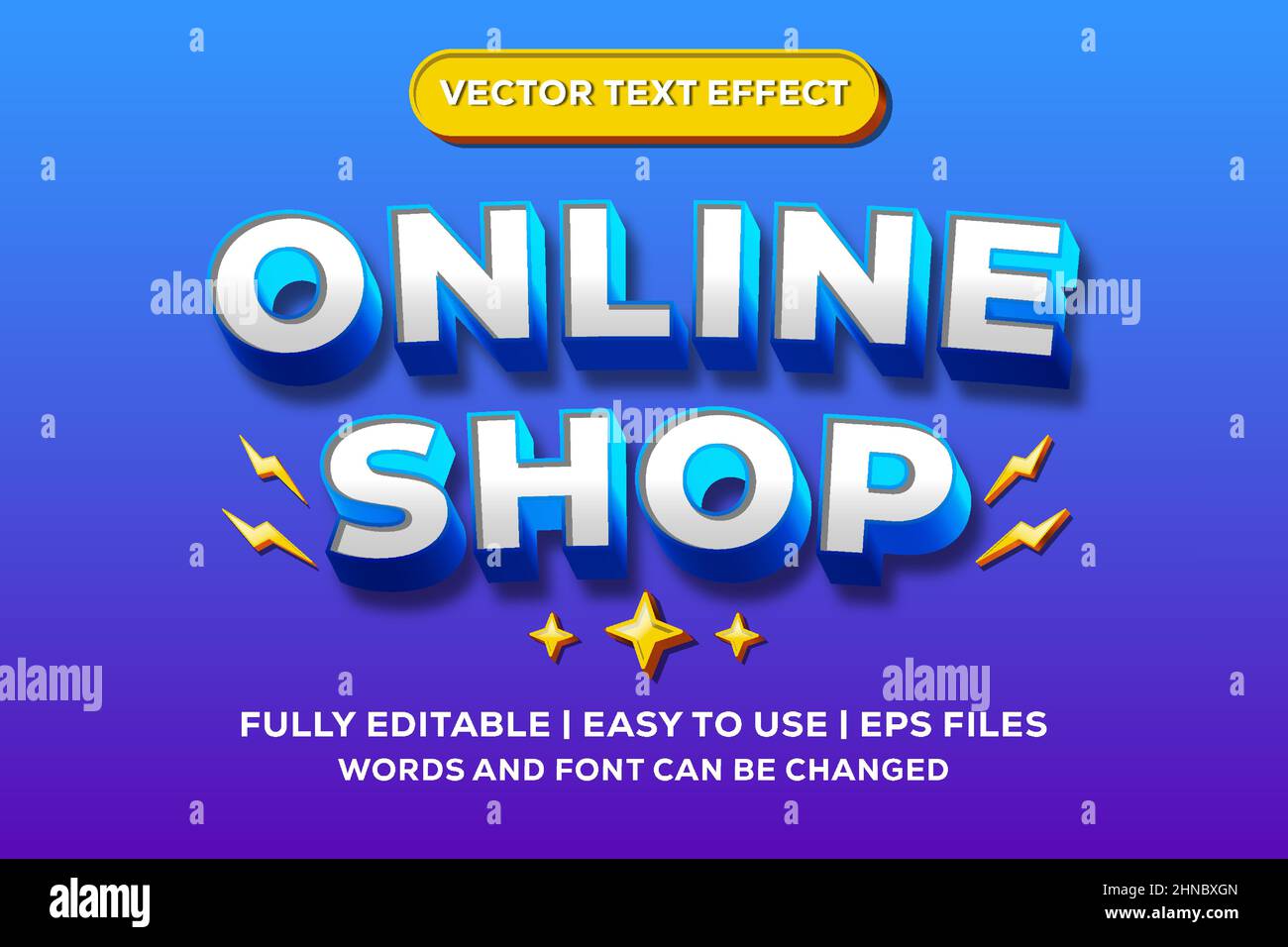 online shop effetto testo vettoriale completamente modificabile Illustrazione Vettoriale