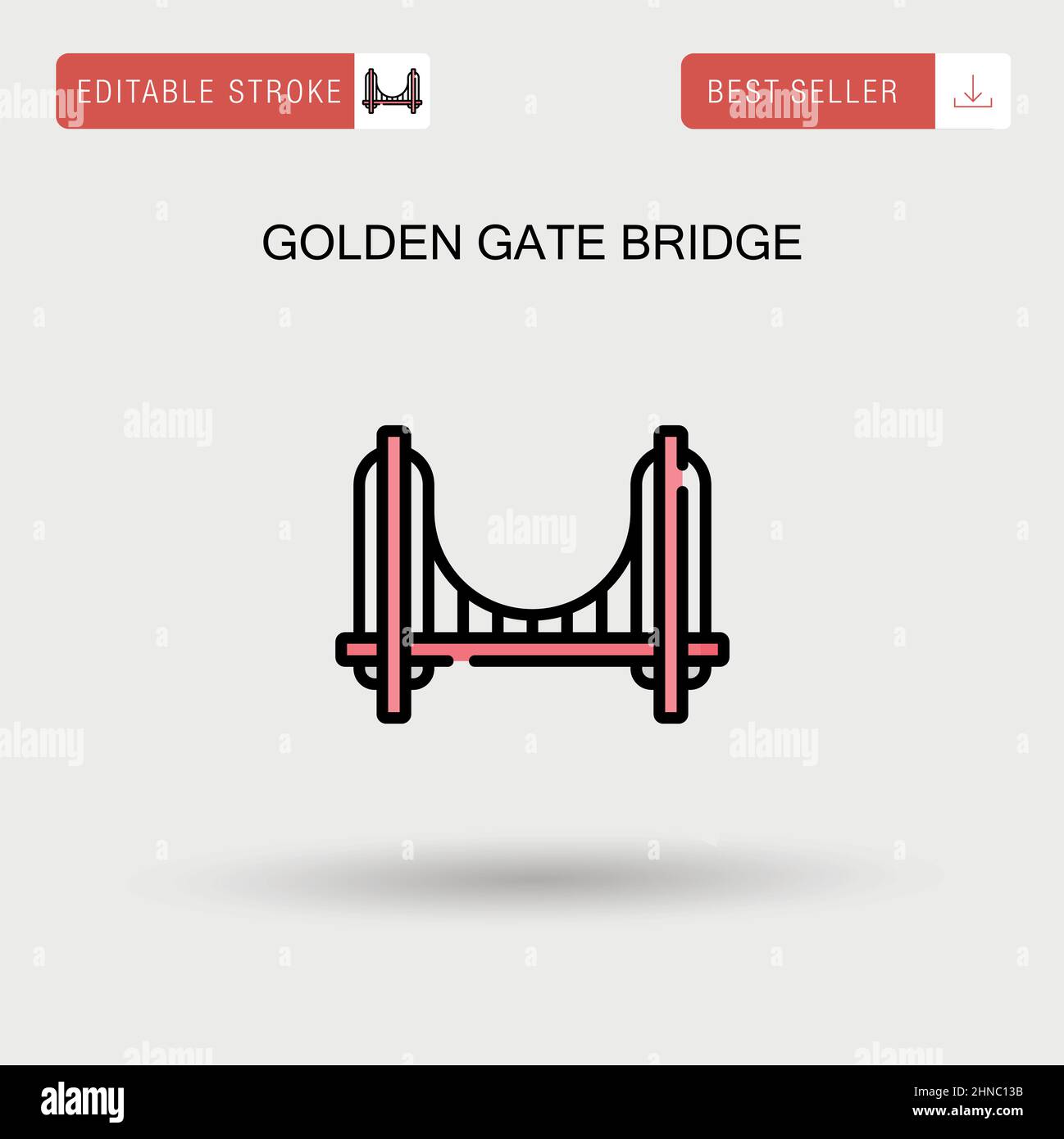 Ponte Golden gate semplice icona vettoriale. Illustrazione Vettoriale