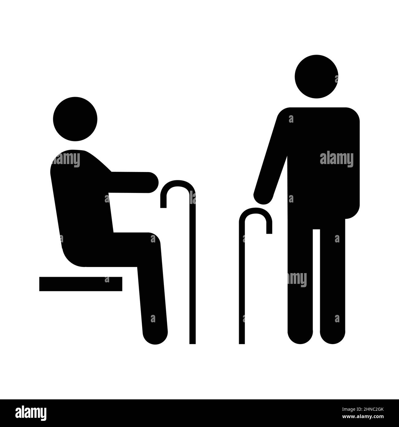 Icona prioritaria per gli anziani. Posti a sedere prioritari per i passeggeri anziani. Vettore Illustrazione Vettoriale