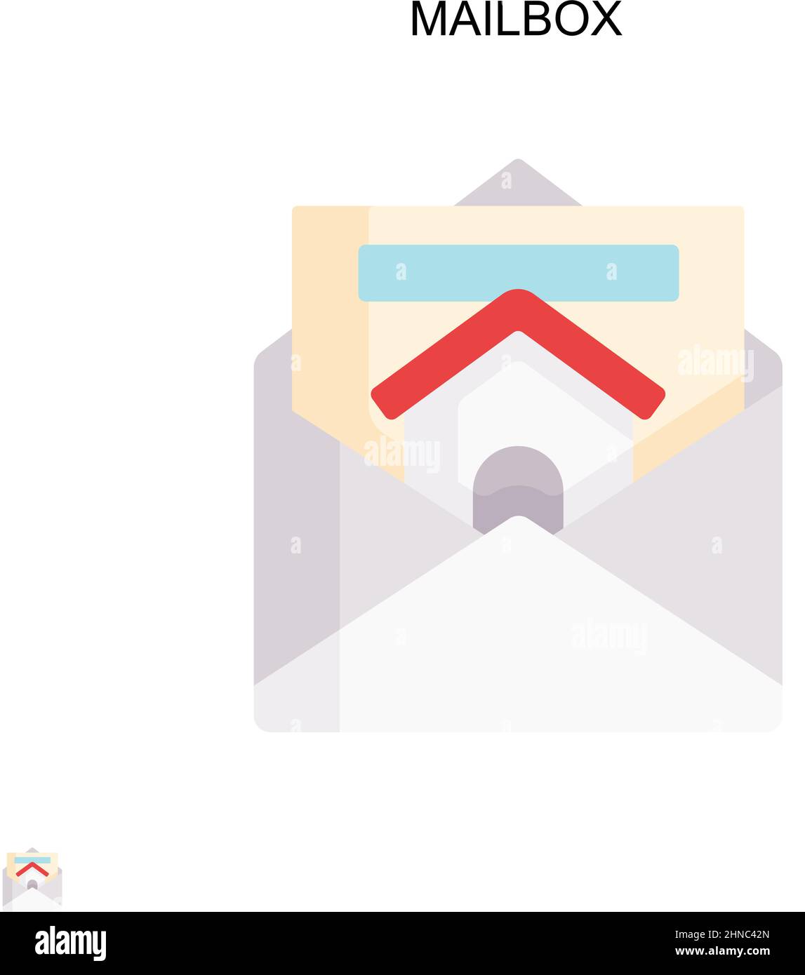 Icona vettore semplice casella postale. Modello di disegno del simbolo di illustrazione per l'elemento dell'interfaccia utente mobile Web. Illustrazione Vettoriale