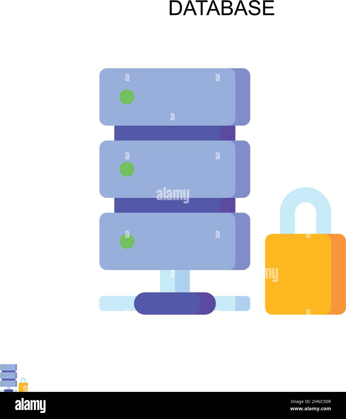 Icona vettore semplice database. Modello di disegno del simbolo di illustrazione per l'elemento dell'interfaccia utente mobile Web. Illustrazione Vettoriale