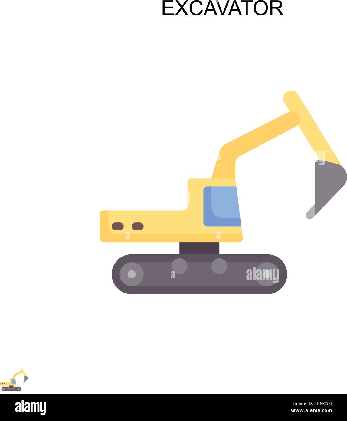 Icona vettore semplice escavatore. Modello di disegno del simbolo di illustrazione per l'elemento dell'interfaccia utente mobile Web. Illustrazione Vettoriale