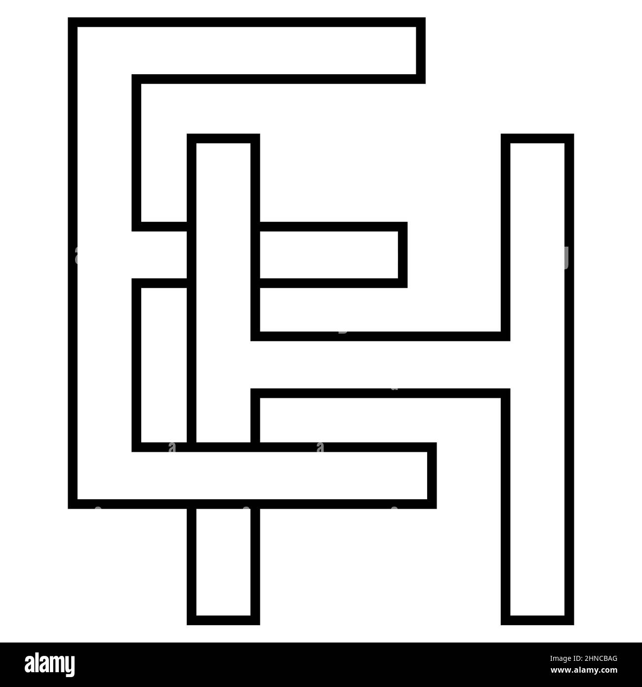 Logo segno eh icona, nft eh interlacciato, lettere e h Illustrazione Vettoriale
