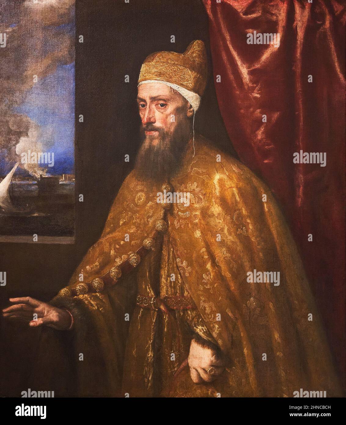 Tiziano (Tiziano Vecellio). Ritratto del Doge Francesco Venier. Ca. 1554 - 1556. Olio su tela. 113 x 99 cm Foto Stock