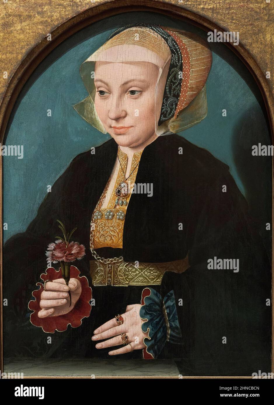 Bartholomäus Bruyn il Vecchio (1493-1555). Ritratto di Donna. Ca. 1538-1539. Olio sul pannello. 34,9 x 25,5 cm. Barthel Bruyn era un p. Del Rinascimento tedesco Foto Stock