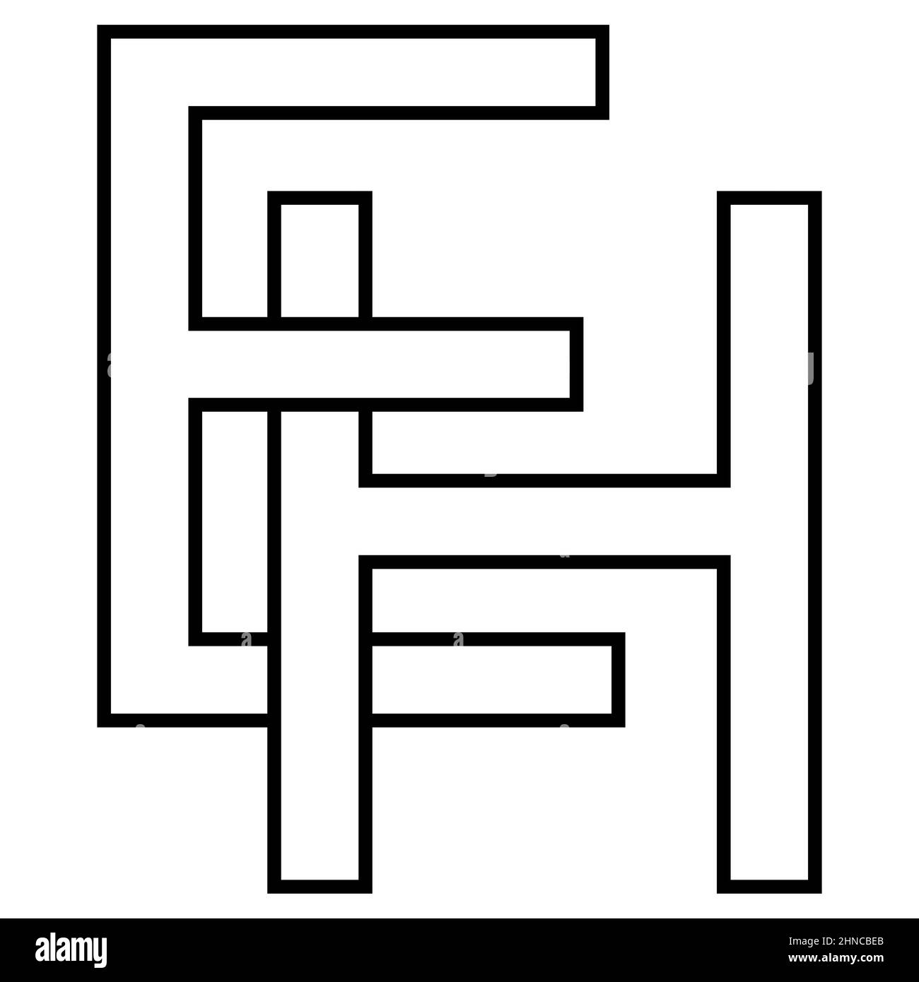Logo segno eh icona, nft eh interlacciato lettere e h Illustrazione Vettoriale
