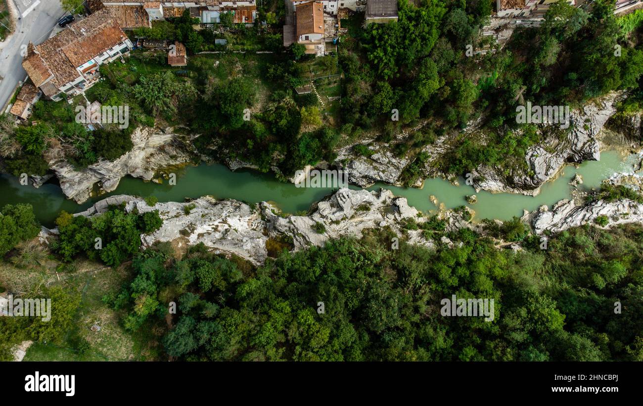 Tratto del fiume Metauro chiamato Marmitte dei Giganti Foto Stock