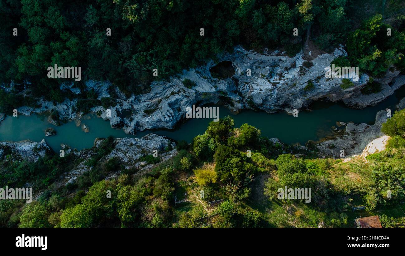 Tratto del fiume Metauro chiamato Marmitte dei Giganti Foto Stock