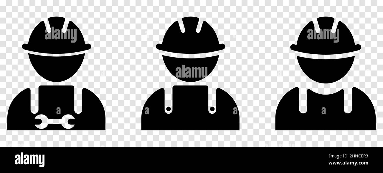 Avatar del profilo di persona del lavoratore di costruzione. Illustrazione vettoriale isolata su sfondo trasparente Illustrazione Vettoriale