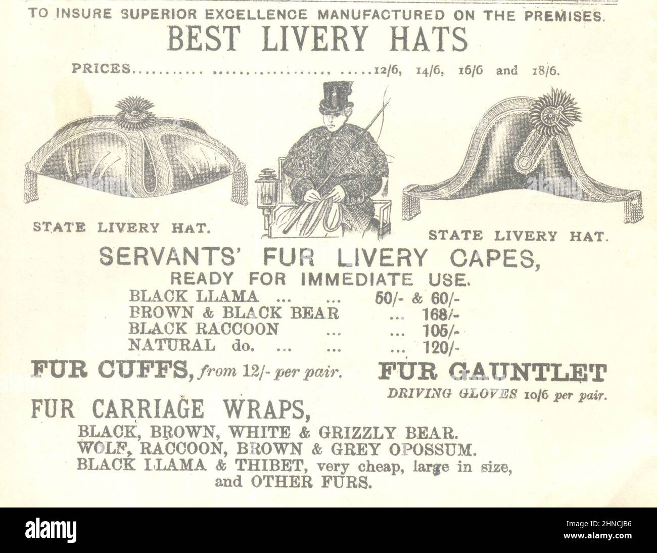 Verso di fattura per Robert Heath, Hat & Cap Manufacturer, 24 & 25 St George's Place, London S W 1899 Foto Stock