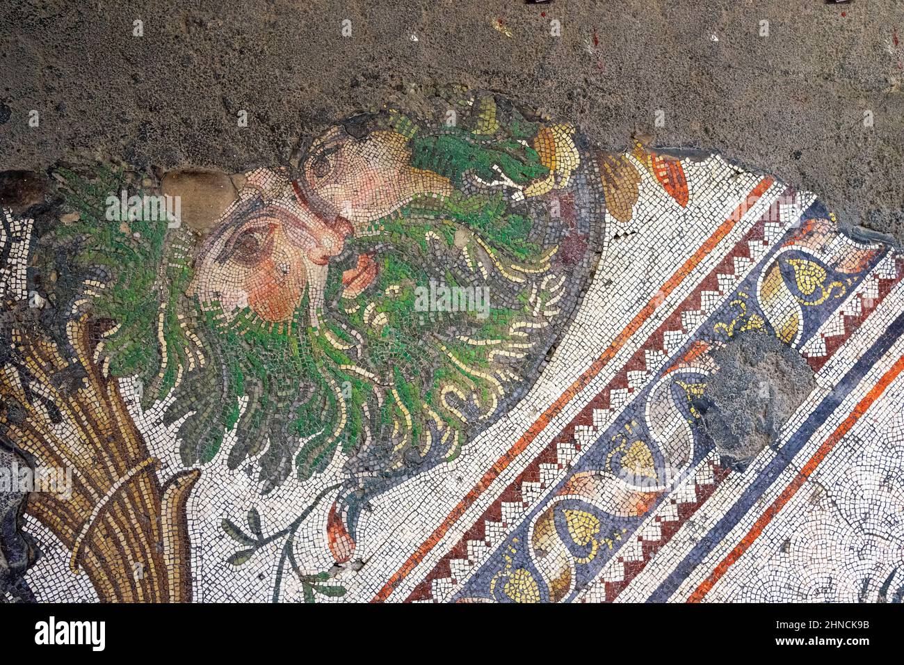 L'opera di mosaico di un uomo con acanto parte dal periodo bizantino (età romana orientale) al Grande Palazzo di Costantinopoli. 4th-6th secolo. Foto Stock