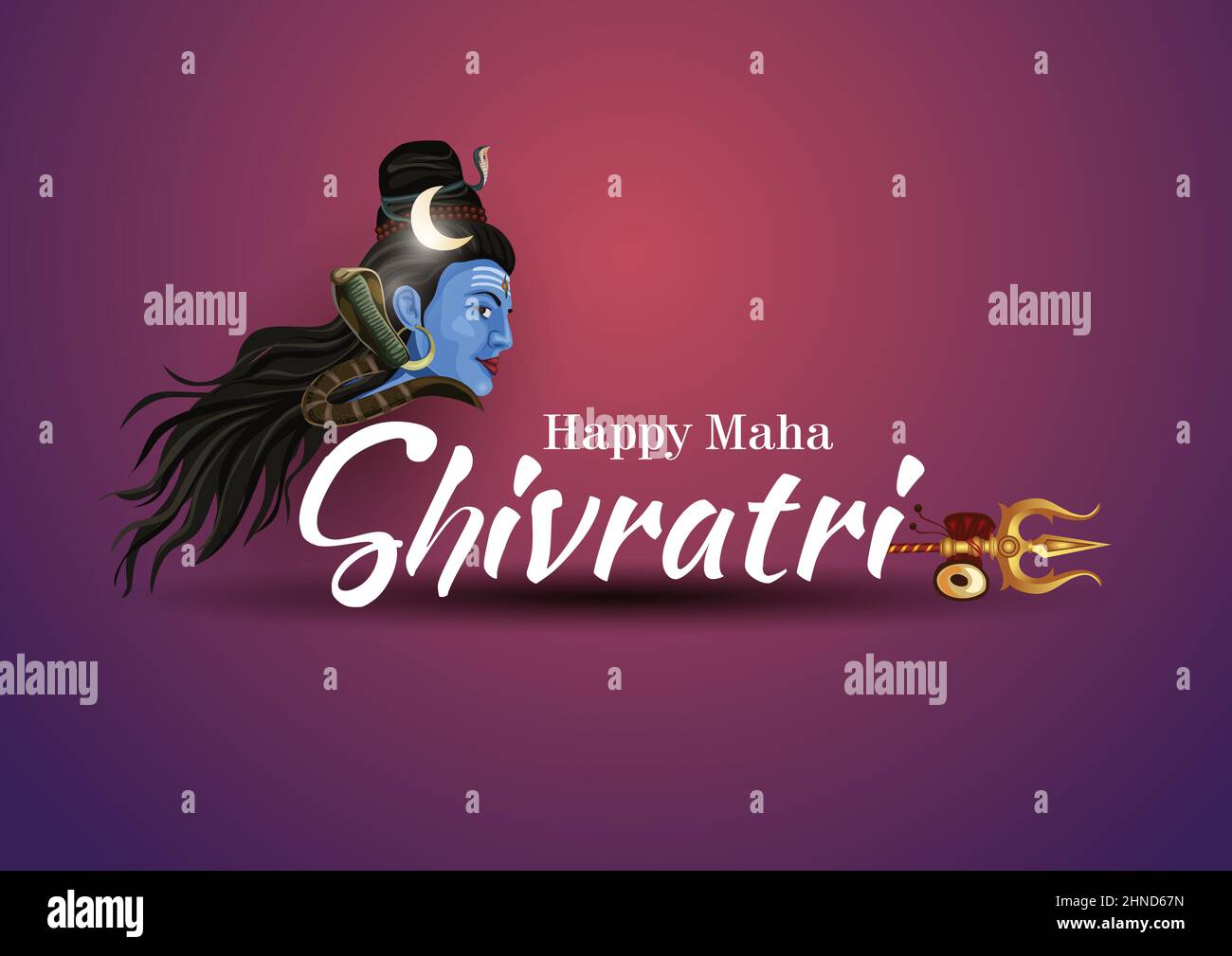 Happy maha Shivratri con trisulam, un festival indù celebrato di notte di lord shiva, calligrafia inglese. Disegno vettoriale Illustrazione Vettoriale