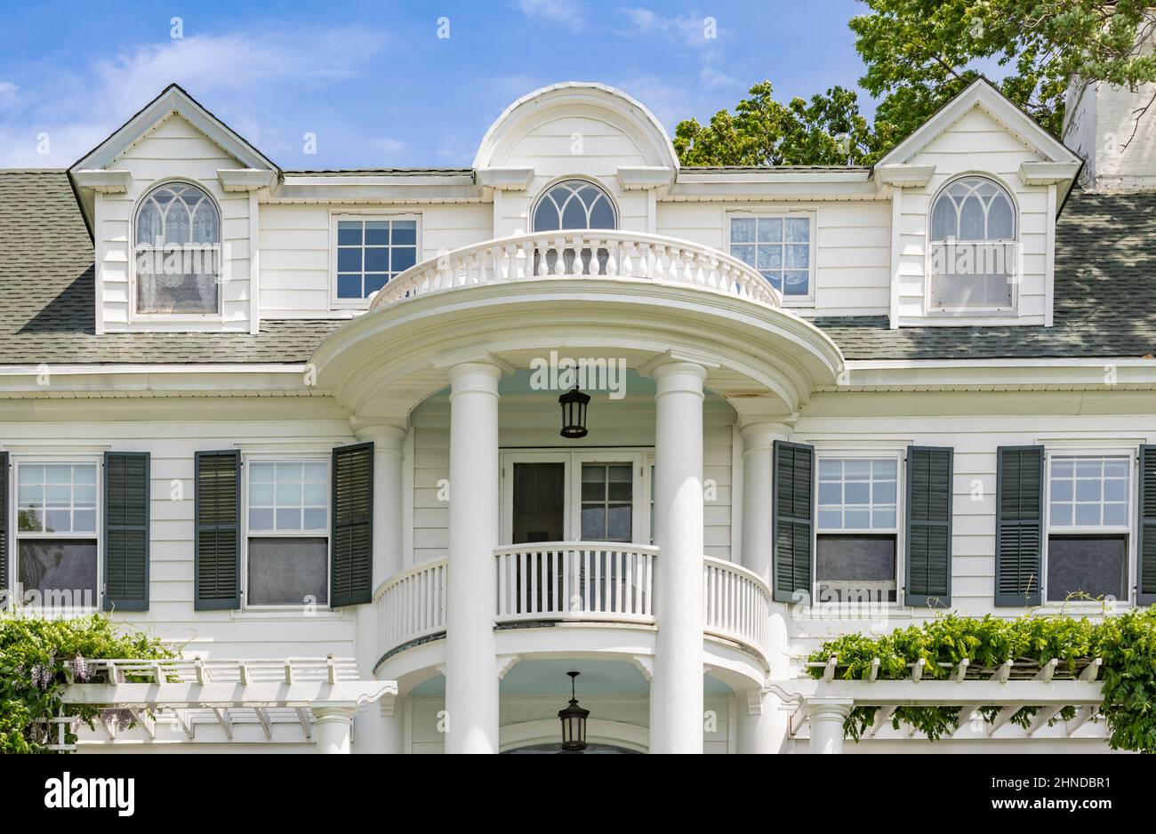 Particolare della facciata di una casa di Dering Harbour Foto Stock