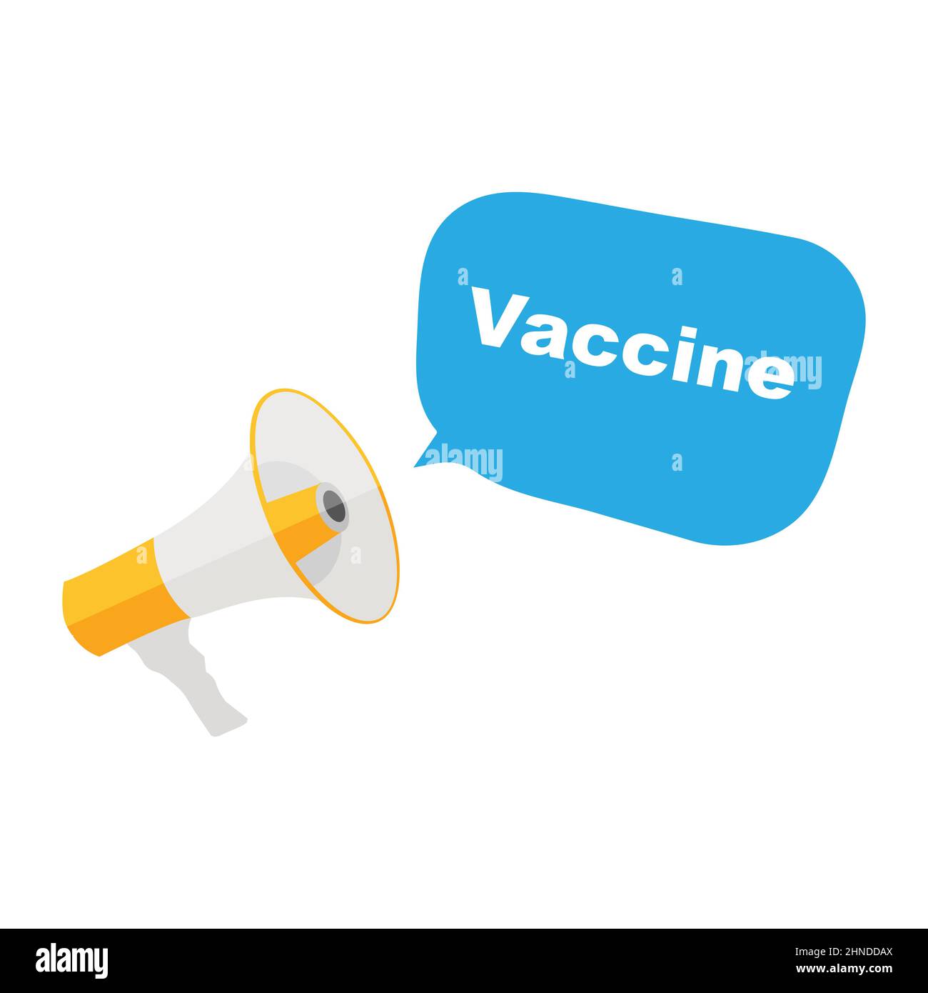 Concetto di cura sanitaria con una mano in guanti medici blu che tengono Coronavirus, virus Covid 19, flaconcino di vaccino Illustrazione Vettoriale